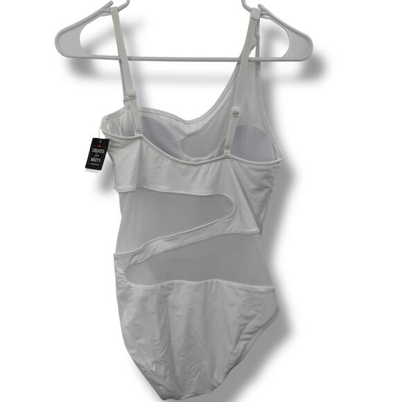 NEW Bar III White One Piece Swimsuit Size Small Cut Out Mesh One Shoulder Swim - Picture 3 of 7